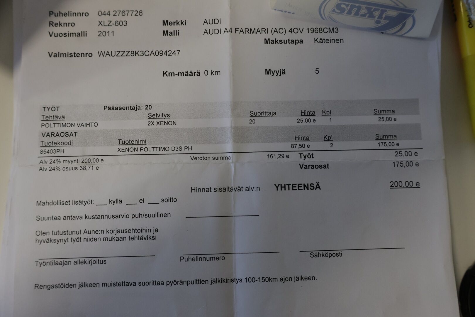 Audi A4 2011 Avant 2,0 TDI e DPF Start-Stop Business Plus*YritysOutlet - Myydään vain yrityksille* - *YritysOutlet - Myydään vain yrityksille*