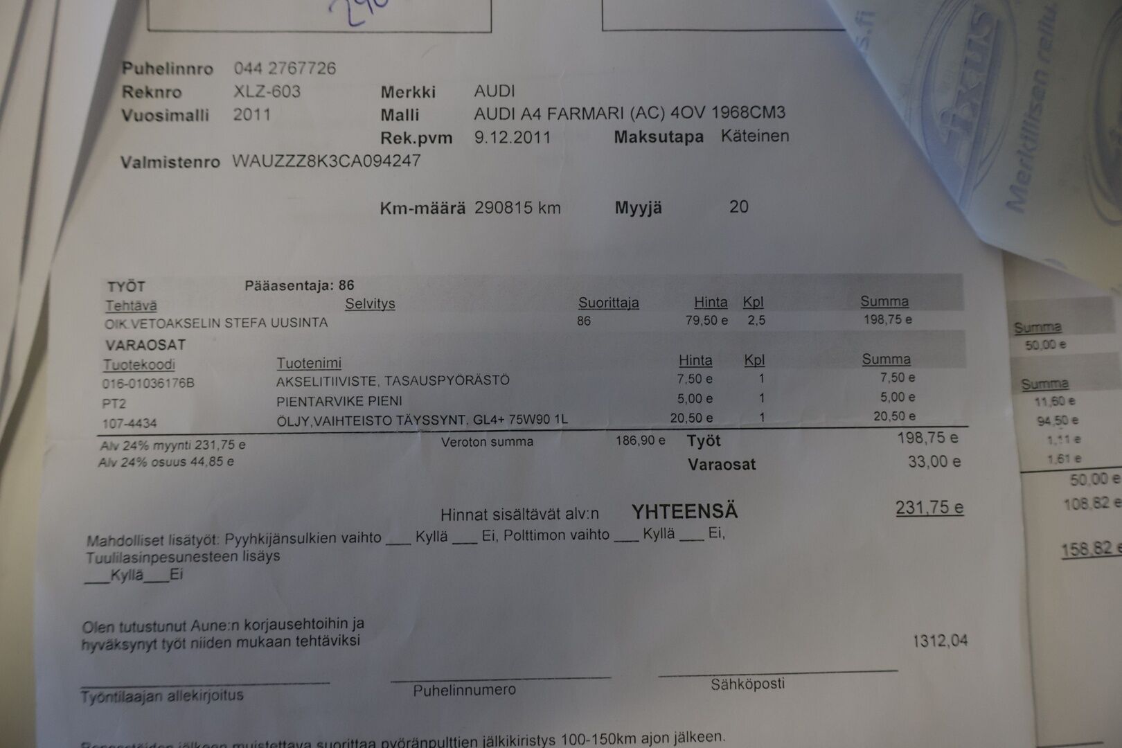 Audi A4 2011 Avant 2,0 TDI e DPF Start-Stop Business Plus*YritysOutlet - Myydään vain yrityksille* - *YritysOutlet - Myydään vain yrityksille*