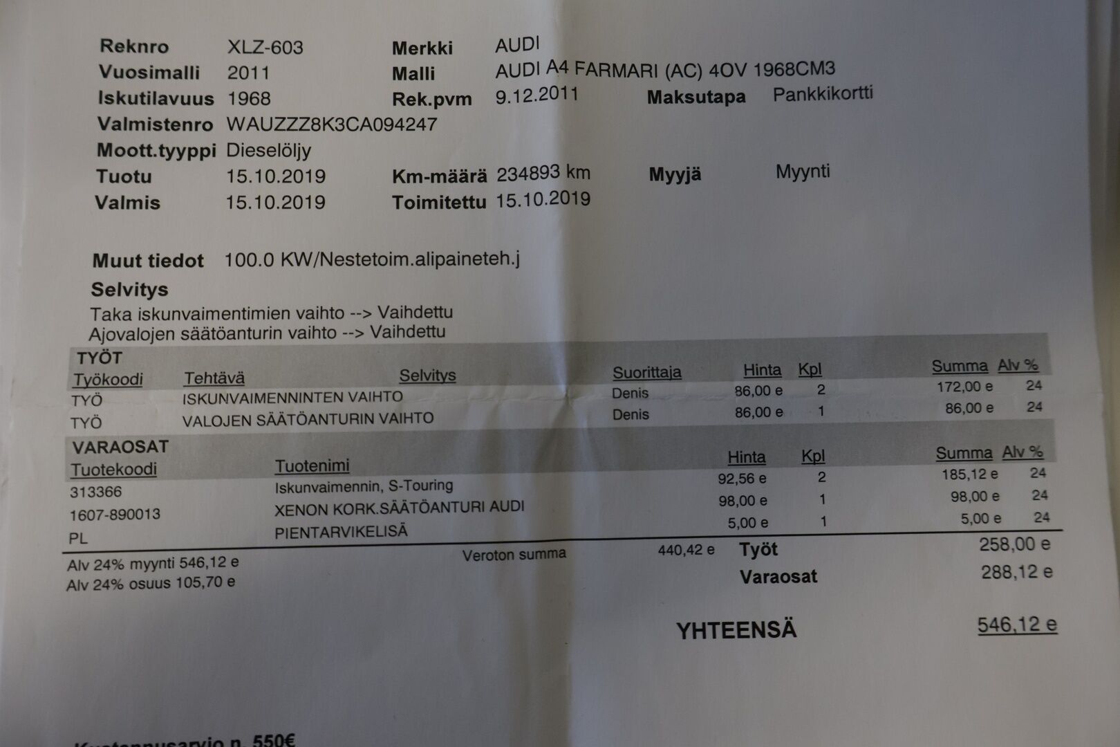 Audi A4 2011 Avant 2,0 TDI e DPF Start-Stop Business Plus*YritysOutlet - Myydään vain yrityksille* - *YritysOutlet - Myydään vain yrityksille*