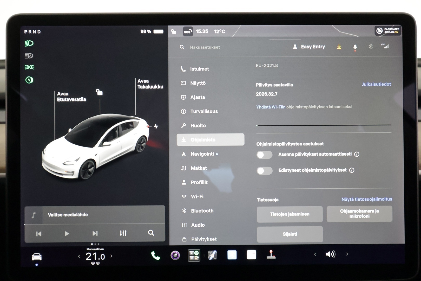 Tesla Model 3 2021 Standard Range Plus - | ACC | ILP | Lasikatto | Sähkönahat | Muistipenkki | Matrix-LED | P.kamera ja tutkat | Autosteer | 2x renkaat aluin | 
