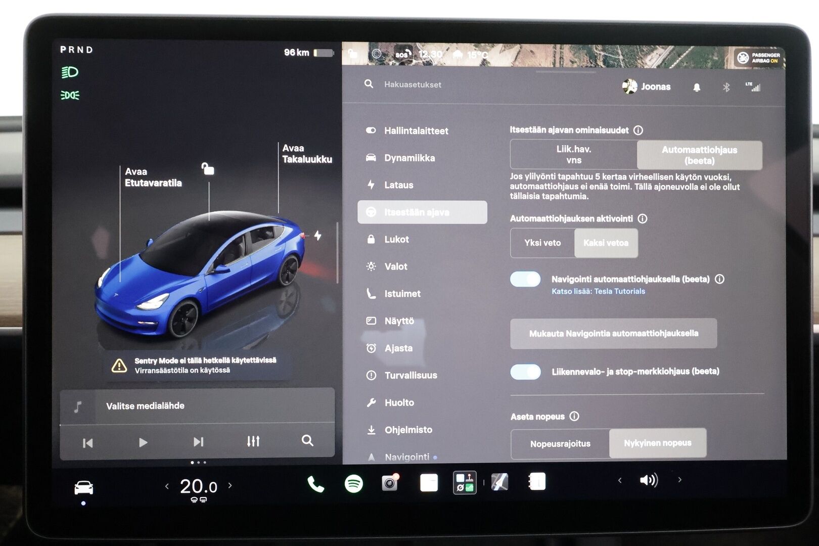 Tesla Model 3 2023 Long Range - | FSD | Acceleration Boost | 1-om suomiauto | ACC | ILP | Matrix | Premium Audio | Ryzen | Lasikatto | Sähkönahat | Muistipenkki | 2x renkaat aluin | 