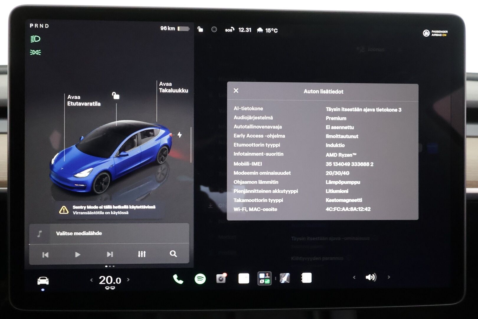 Tesla Model 3 2023 Long Range - | FSD | Acceleration Boost | 1-om suomiauto | ACC | ILP | Matrix | Premium Audio | Ryzen | Lasikatto | Sähkönahat | Muistipenkki | 2x renkaat aluin | 