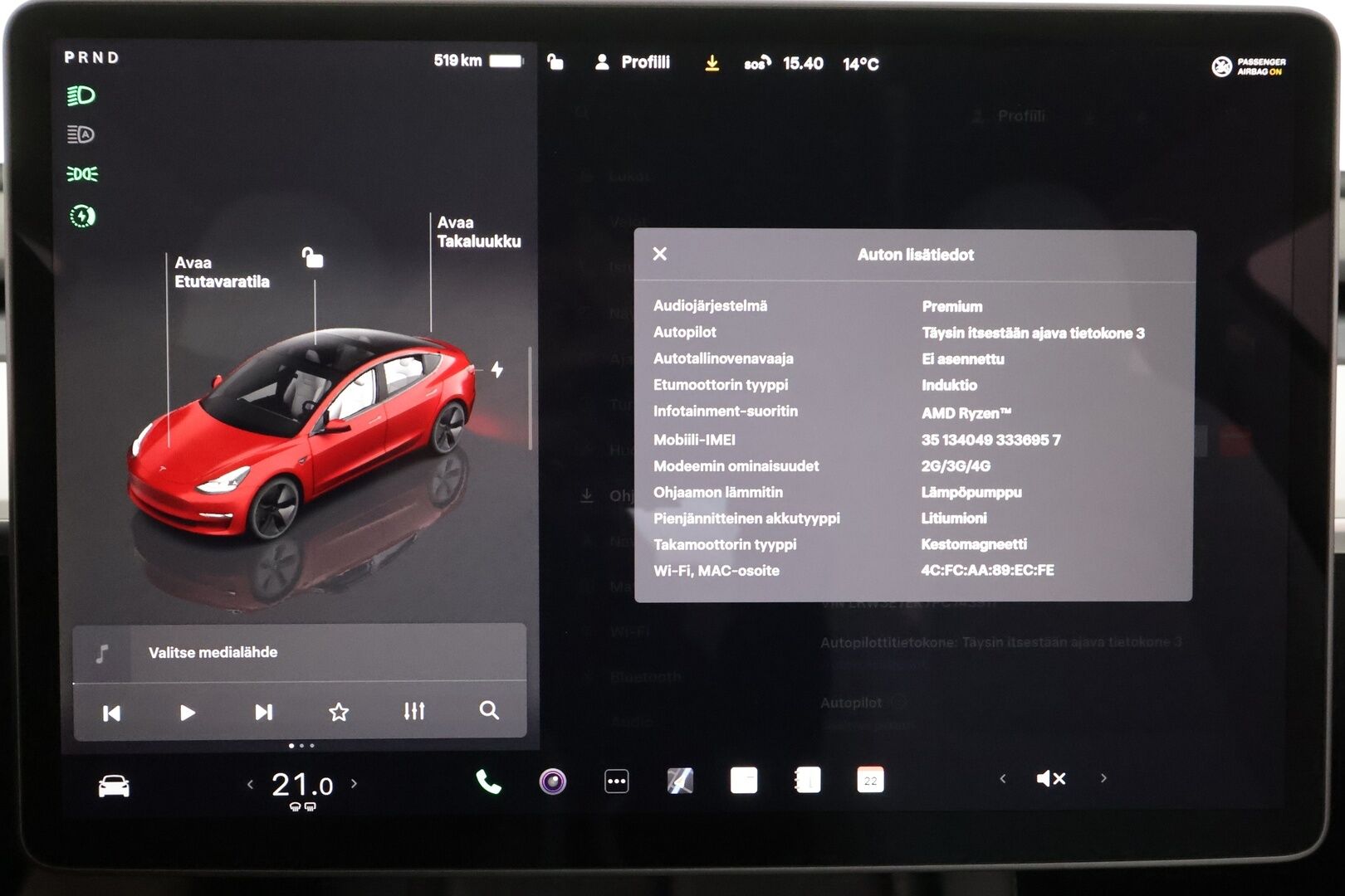 Tesla Model 3 2023 Long Range * ILP / ACC / Lasikatto / Matrix-LED / P.Kamera / Muistipenkki / Premium Audio / Navi / Keyless * - 1-om Suomi-auto / Kahdet renkaat aluvanteilla - HULLUT AVAJAISHULINAT KORKOTARJOUS 3,29 %