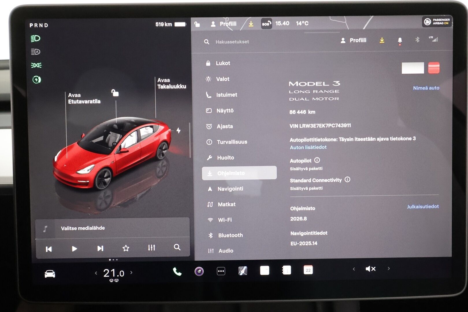 Tesla Model 3 2023 Long Range * ILP / ACC / Lasikatto / Matrix-LED / P.Kamera / Muistipenkki / Premium Audio / Navi / Keyless * - 1-om Suomi-auto / Kahdet renkaat aluvanteilla - HULLUT AVAJAISHULINAT KORKOTARJOUS 3,29 %