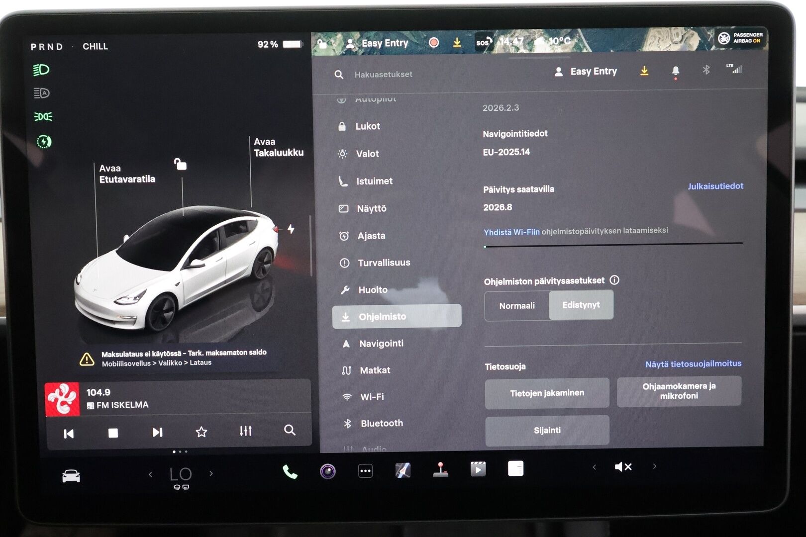 Tesla Model 3 2023 RWD * ILP / ACC / Lasikatto / Premium Speakers / P.Kamera / Matrix-LED / Muistipenkki / Kaistavahti * - Suomi-auto / Akku kuntotarkastettu / 2x Latauskaapelit