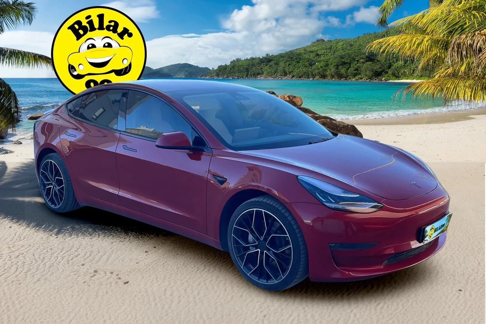 Tesla Model 3 2019 Long-Range Dual Motor AWD / Valkoinen sisusta / Autopilot / Lasikatto / P-Kamera / 2x vanteet / - Punainen metalliväri / Hieno kuntoinen yksilö! - HULLUT AVAJAISHULINAT KORKOTARJOUS 3,29 %