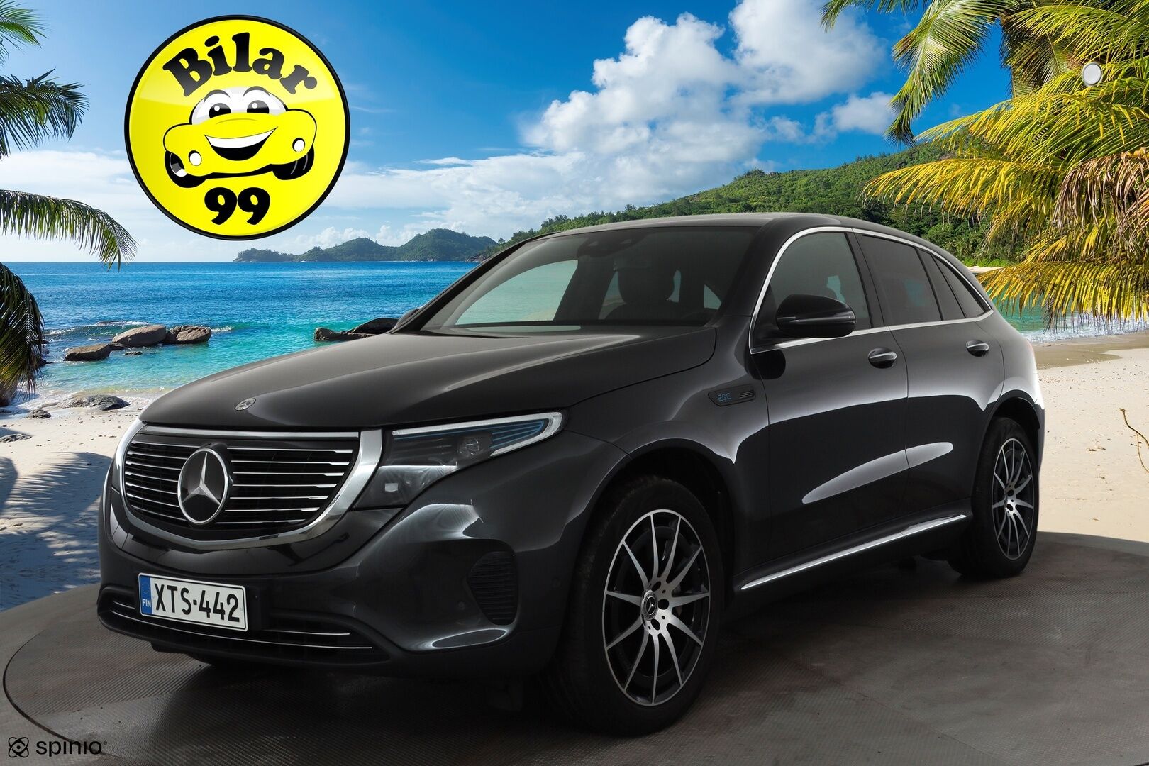 MERCEDES-BENZ EQC 2023 400 * Distronic+ / HUD / P.kamera / Midline / Lasikattoluukku / Koukku / Multibeam / Widescreen / Keyless / Navi * - Kahdet renkaat aluvanteilla / Merkkihuollettu