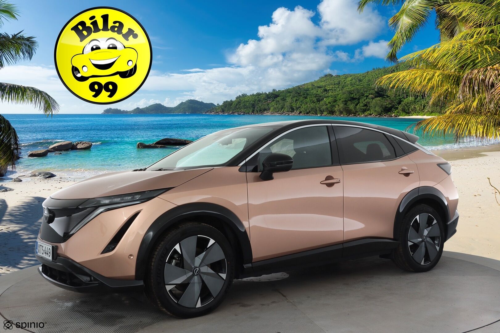 NISSAN ARIYA 2023 87kWh Evolve 2WD 22kw charger * Lämpöpumppu / Bose Audio / Adapt.Vakkari / Panoraama / HUD / Muistipenkit / LED - Merkkihuollot / Akku kuntotarkastettu SoH 98,9% / 2x Latauskaapelit / Kahdet renkaat aluvanteilla / Supervarusteet! - HULLUT AVAJAISHULINAT KORKOTARJOUS 3,29 %