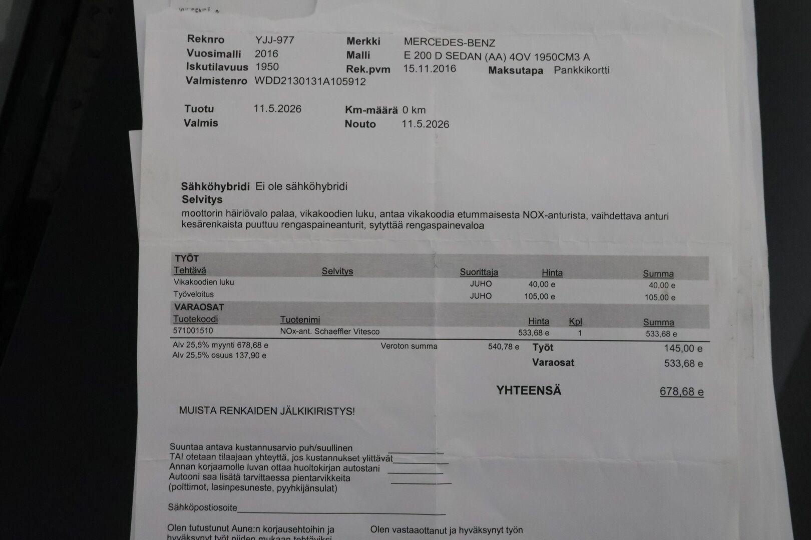 Mercedes-Benz E 2017 200 d A Business - | Myynnissä Huutokaupat.com | Nahkasisusta | LED | Vakionopeudensäädin |  Peruutuskamera | - KORKO VAIN 3,99 %