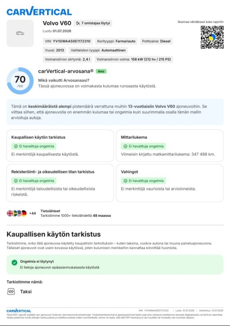Volvo V60 2013 D6 AWD Summum plug in hybrid aut YritysOutlet - Myydään vain yrityksille - Vakkari | Webasto | Tutkat | Nahat | Vetokoukku | Kattava huoltohistoria | Kahdet hyvät renkaat alumiinivanteilla | Akku kuntotarkastettu | Puhdas Carvertical 