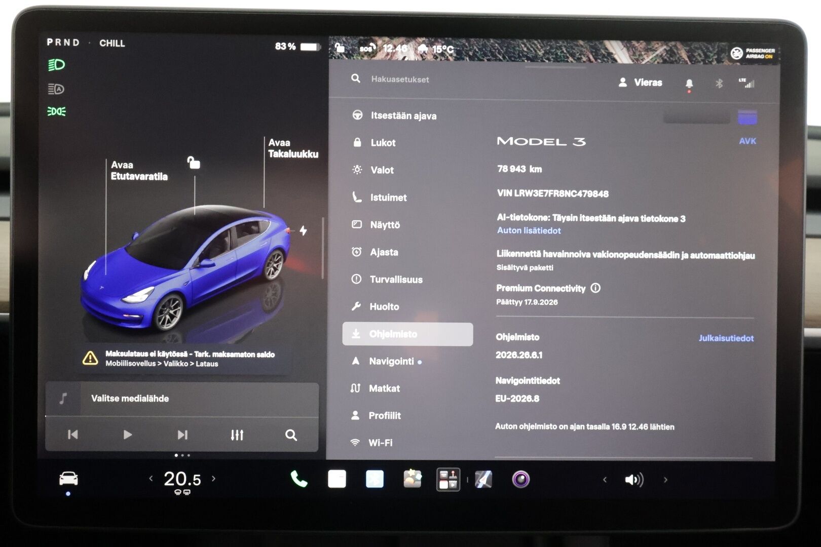 Tesla Model 3 2022 Standard Range Plus - | ILP | Lasikatto | ACC | Matrix-LED | P.Kamera | Muistipenkki | Premium Speakers | Navi | Kaistavahti | Keyless | Kahdet renkaat |