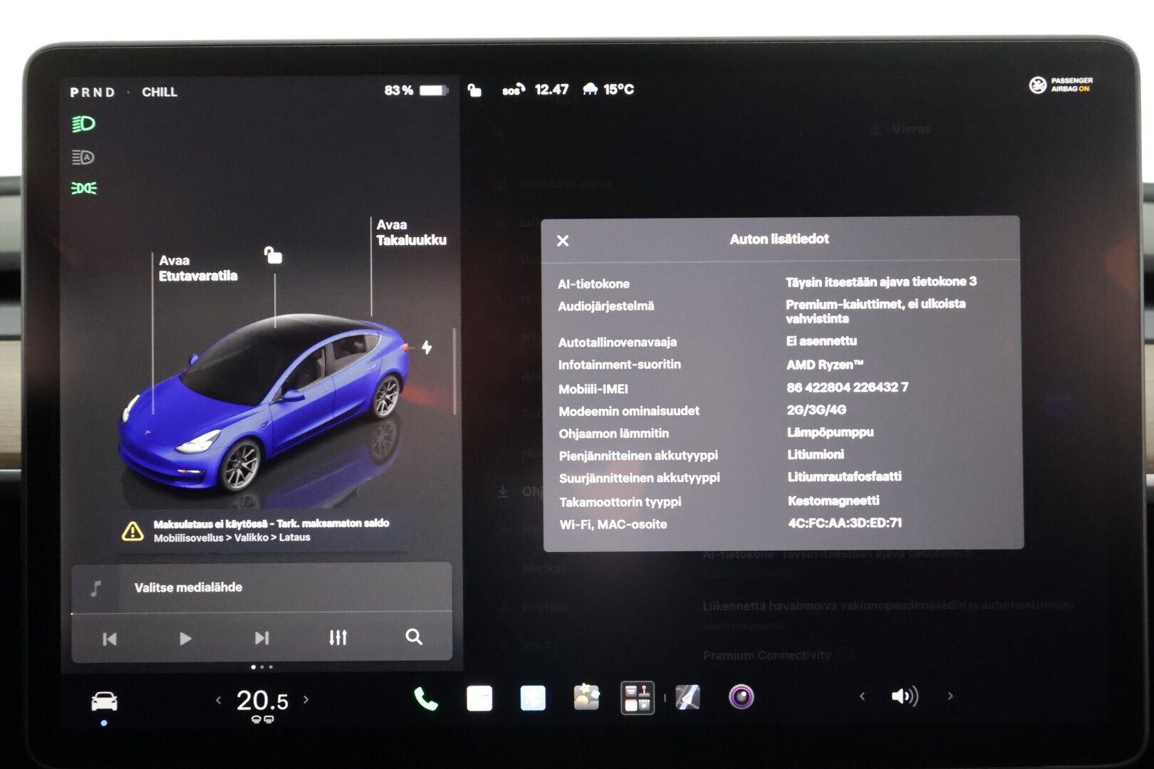 Tesla Model 3 2022 Standard Range Plus - | ILP | Lasikatto | ACC | Matrix-LED | P.Kamera | Muistipenkki | Premium Speakers | Navi | Kaistavahti | Keyless | Kahdet renkaat |
