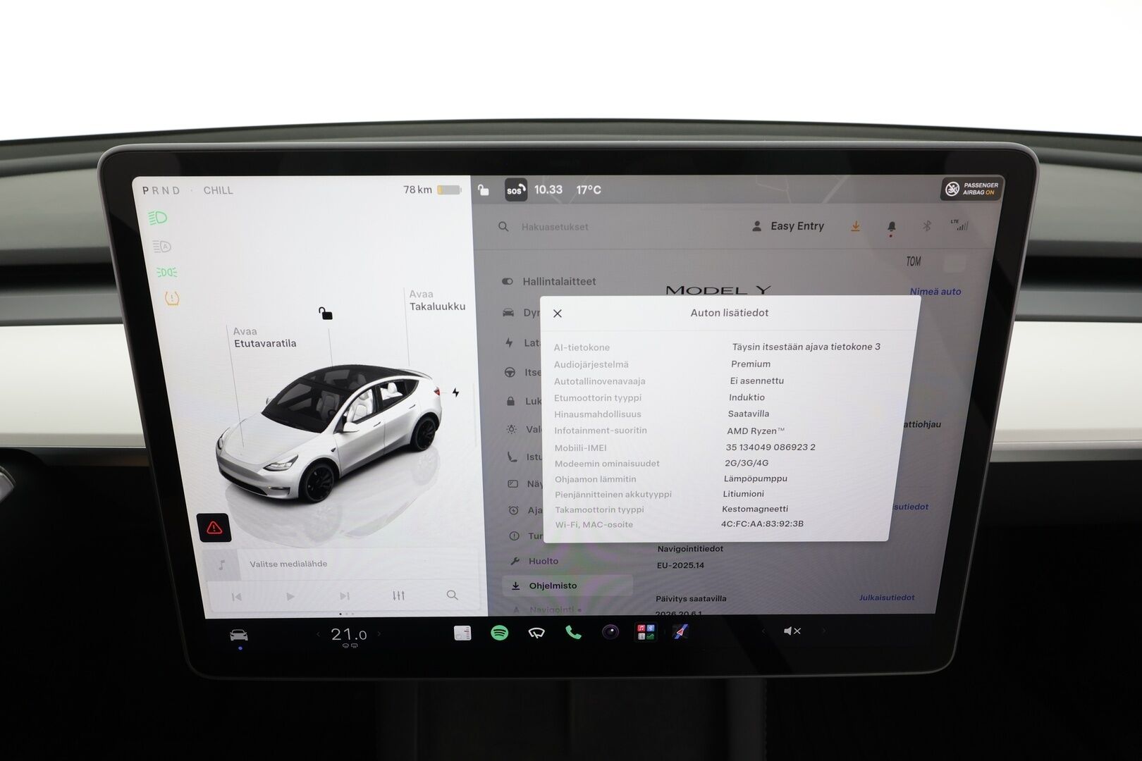Tesla Model Y 2023 Performance - | ACC | ILP | Koukku | Valkoiset sähkönahat | Muistipenkki | Lasikatto | Ryzen | Matrix | Premium Audio | P.kamera | Track Mode | 1-om Suomiauto | 2x Renkaat Aluvantein!