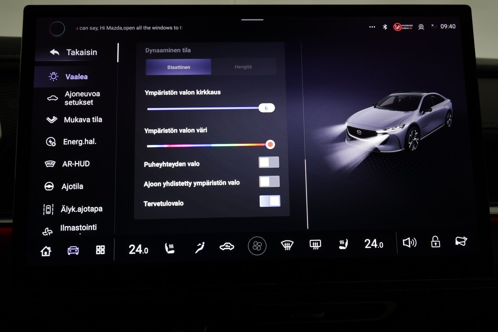 Mazda 6e 2025 68,8 kWh Takumi (GW7) - | ILP | ACC | 360 | HUD | Panorama | Ilmastoidut etuistuimet sähkösäädöllä | Vaalea Keinonahka-verhoilu | Sony |