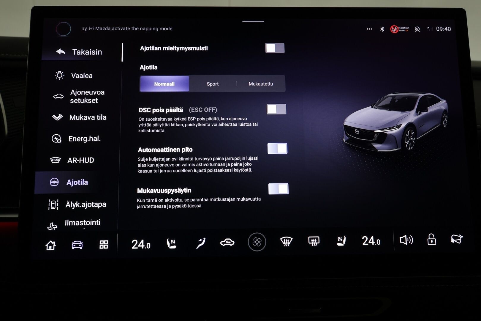 Mazda 6e 2025 68,8 kWh Takumi (GW7) - | ILP | ACC | 360 | HUD | Panorama | Ilmastoidut etuistuimet sähkösäädöllä | Vaalea Keinonahka-verhoilu | Sony |