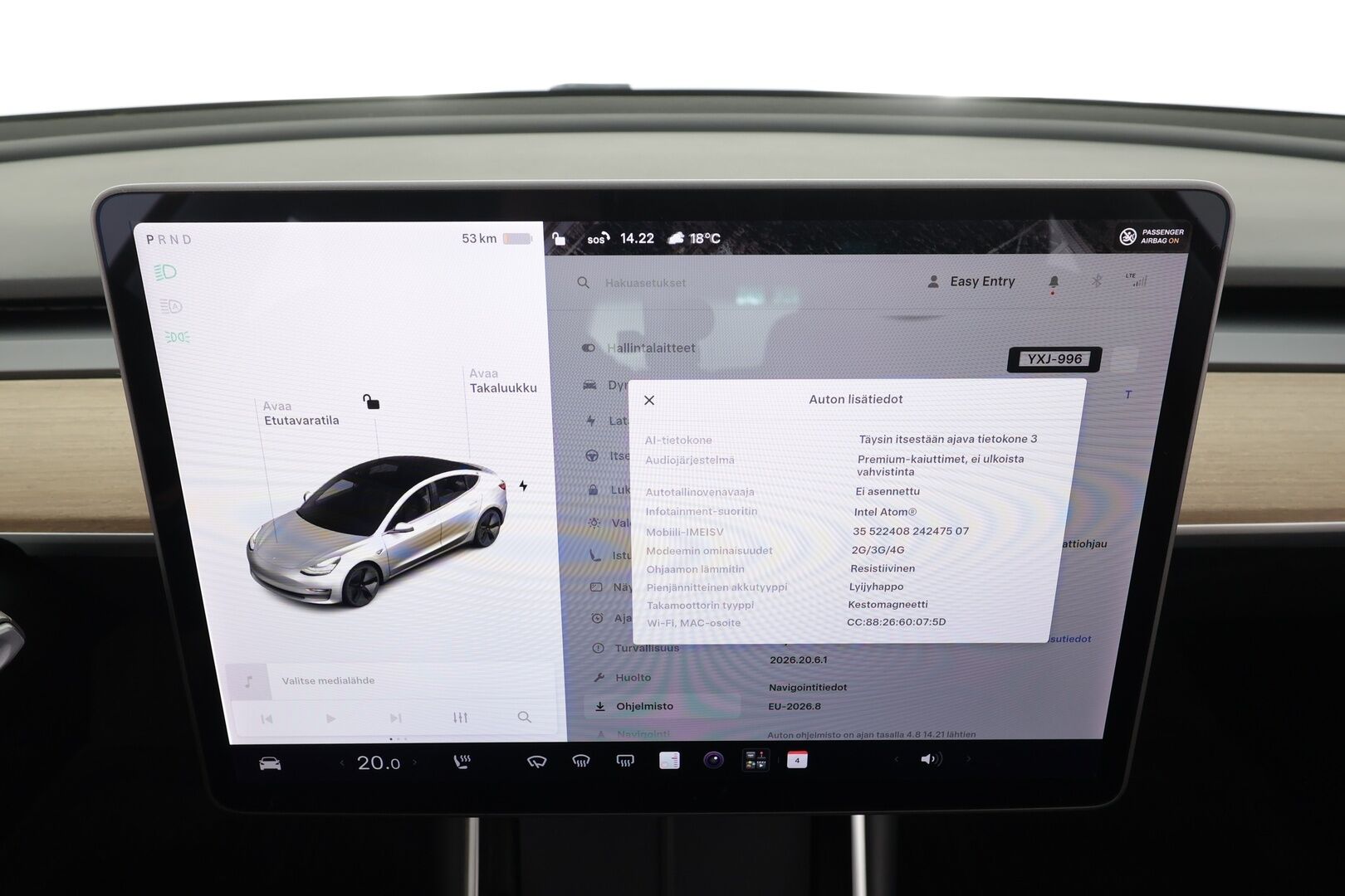 Tesla Model 3 2020 Standard RWD Plus - | Lasikatto | ACC | LED | P.Kamera | Muistipenkki | Premium Speakers | Navi | Kaistavahti | Keyless | Suomi-auto | 
