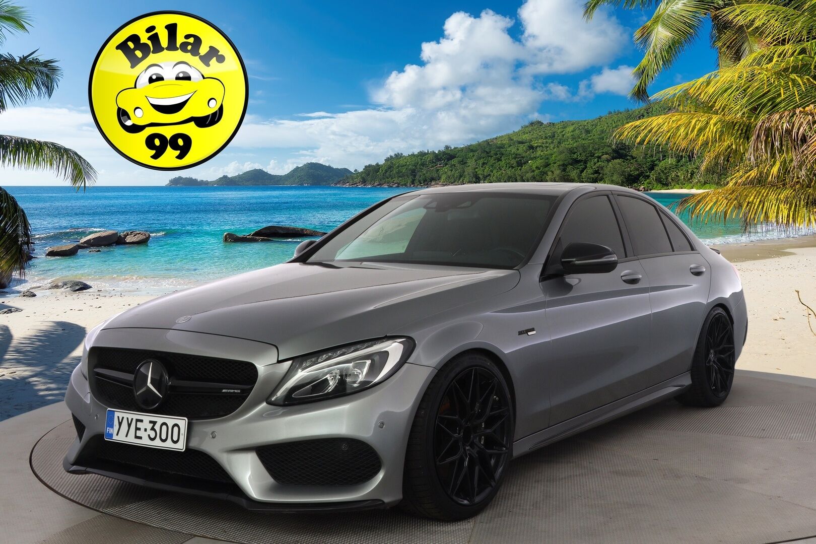 Mercedes-Benz C 43 AMG 2017 4Matic A *Burmester / HUD / Performance penkit / Distronic+ / BLIS / Keyless / AMG Ride Control* - *Näyttävällä kokonaisuudella oleva C450 AMG / KW Alusta / Palladium Silver* - HULLUT BLACKWEEK JATKOT - KORKOTARJOUS 2,49%