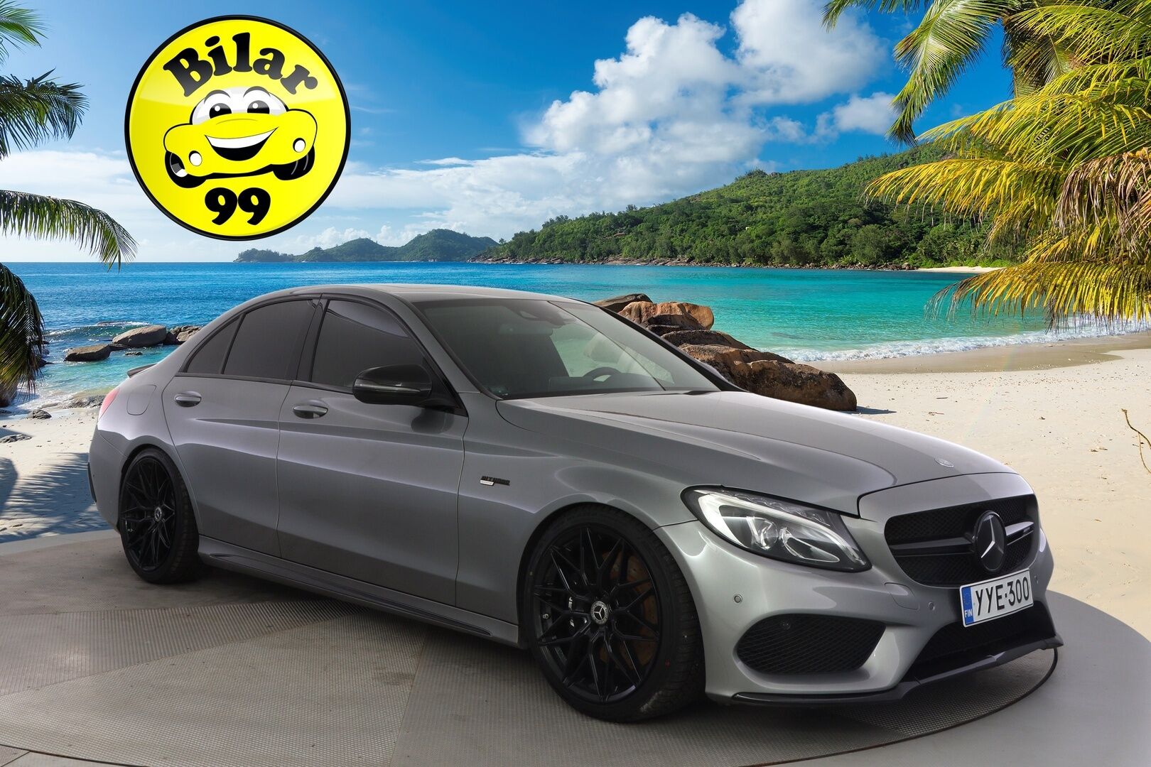 Mercedes-Benz C 43 AMG 2017 4Matic A *Burmester / HUD / Performance penkit / Distronic+ / BLIS / Keyless / AMG Ride Control* - *Näyttävällä kokonaisuudella oleva C450 AMG / KW Alusta / Palladium Silver* - HULLUT BLACKWEEK JATKOT - KORKOTARJOUS 2,49%