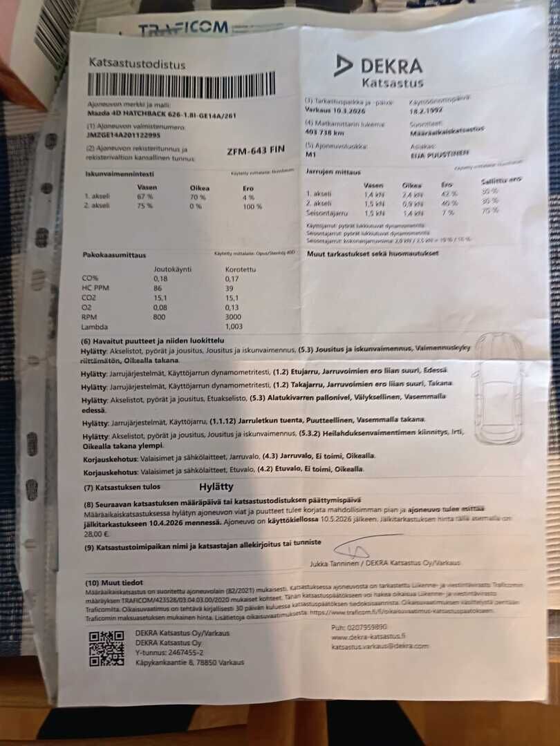 Mazda 626 1992 4D HATCHBACK 626-1.8I-GE14A/261 *YritysOutlet - Myydään vain yrityksille* - Tämä auto myydään YritysOutlet -valikoimasta vain yritykselle