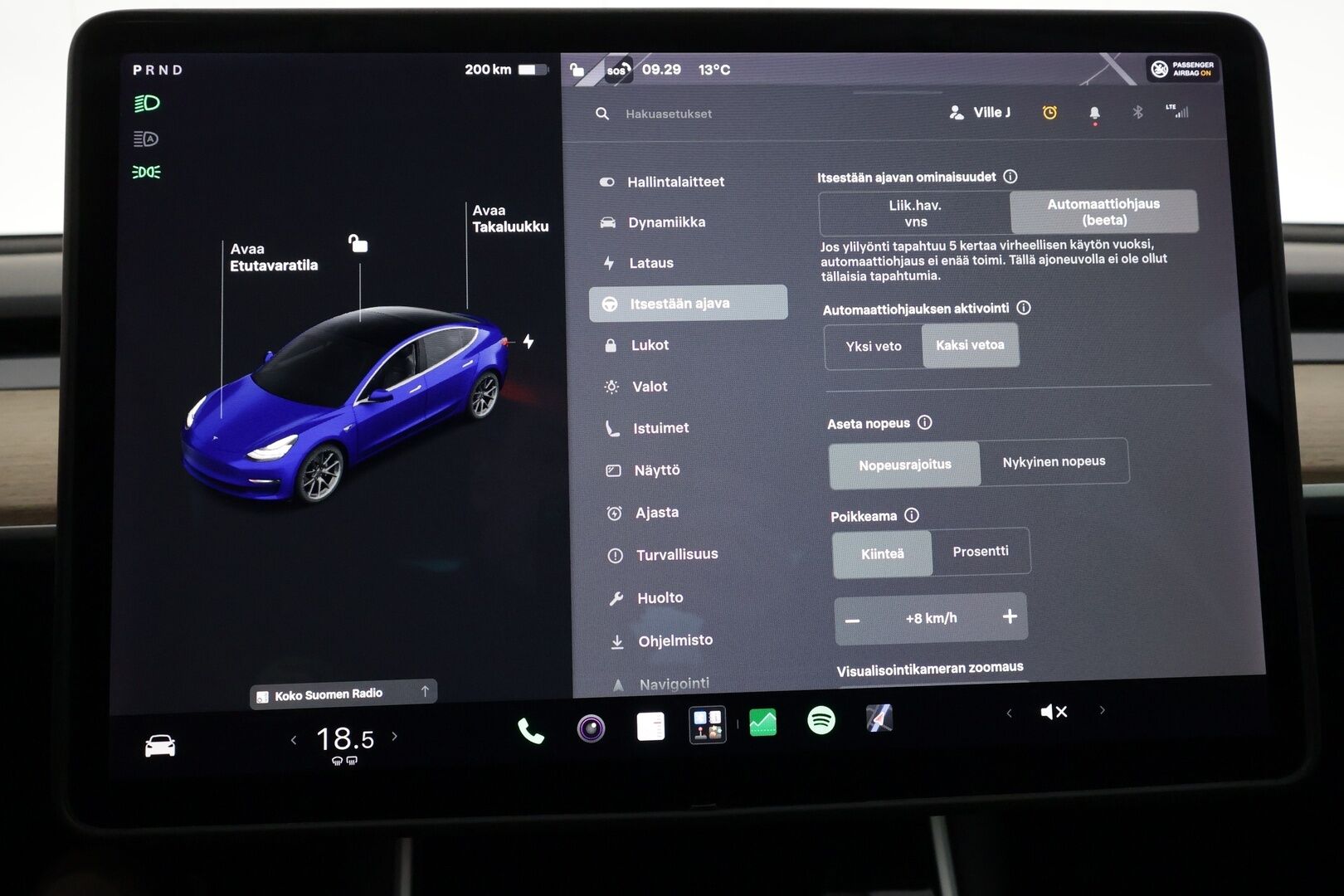 Tesla Model 3 2020 Standard Range Plus - | ACC | Lasikatto | Sähkönahat | Muistipenkki | LED | P.kamera ja tutkat | Autosteer | RCTA | Premium kaiuttimet | 2x renkaat aluin | 