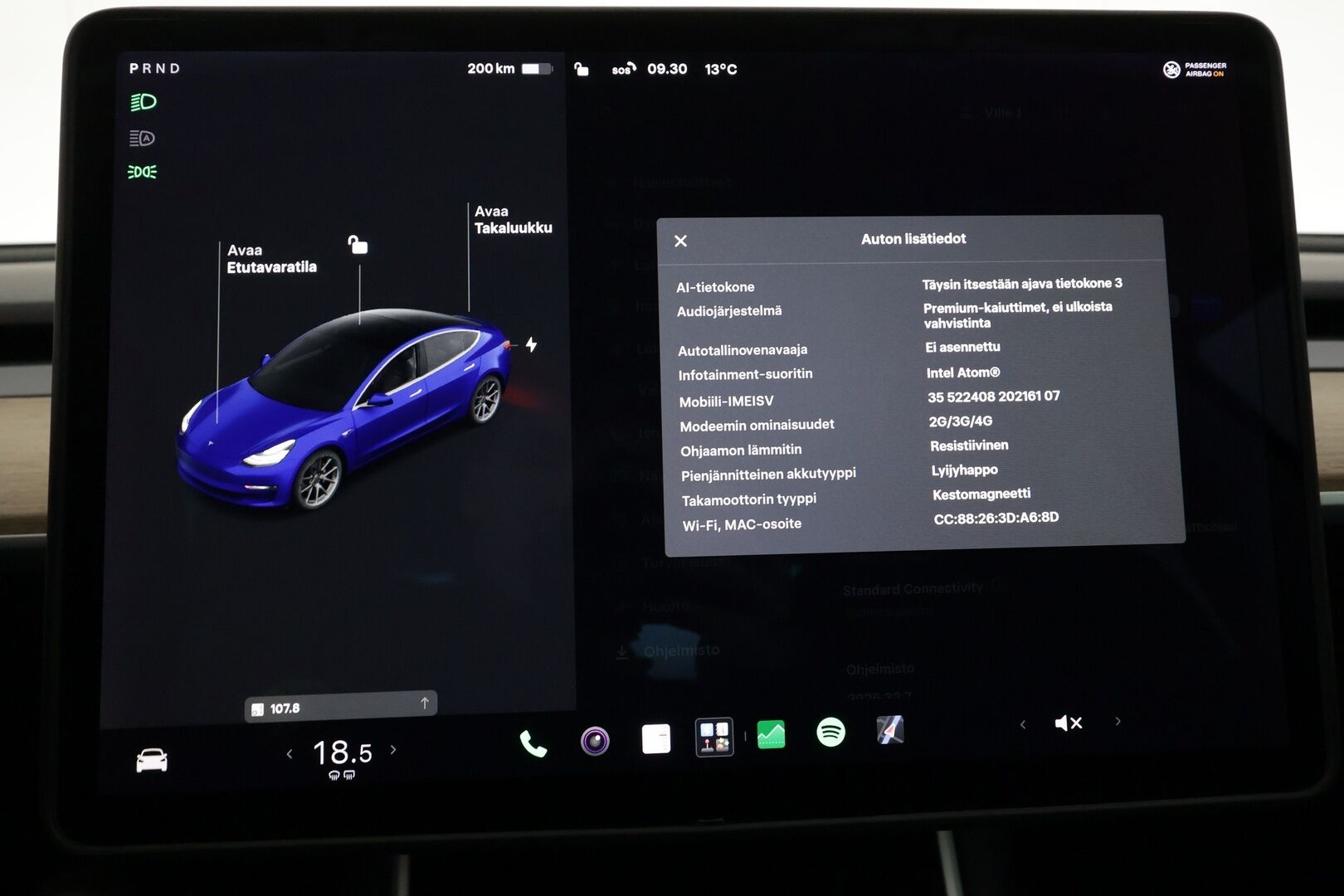 Tesla Model 3 2020 Standard Range Plus - | ACC | Lasikatto | Sähkönahat | Muistipenkki | LED | P.kamera ja tutkat | Autosteer | RCTA | Premium kaiuttimet | 2x renkaat aluin | 