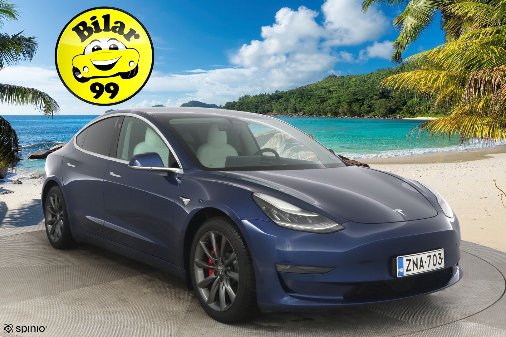 Tesla Model 3 2020 Performance * Suomi-auto / Lasikatto / Premium Audio / Vaaleat nahat / P.kamera * - Akku kuntotarkastettu SoH 95,5% / Kahdet renkaat aluvanteilla