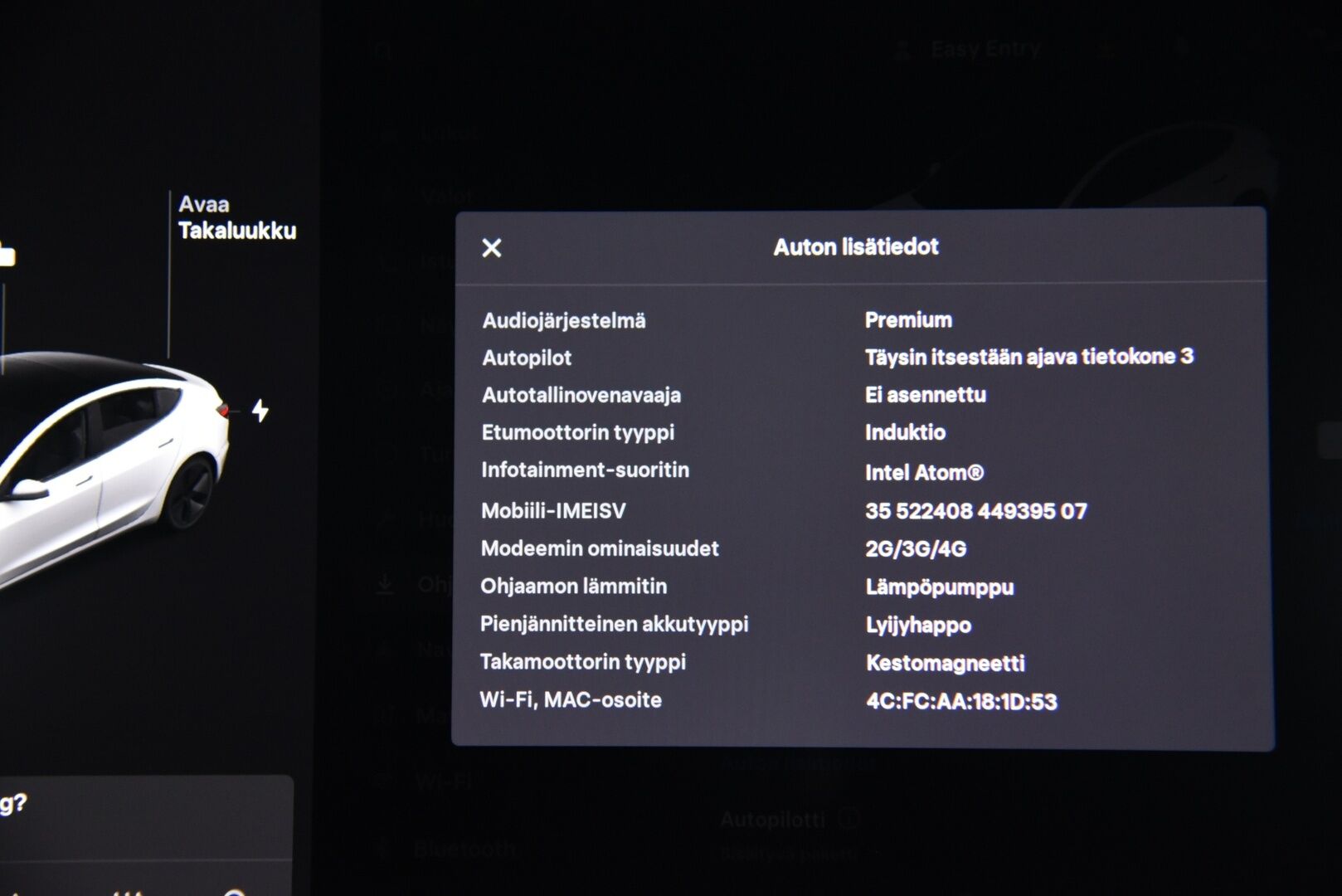 Tesla Model 3 2021 Long Range AWD Refresh / Lämpöpumppu / Matrix-LED / P-Kamera / 2x Renkaat ja Vanteet - Akku kuntotarkistettu! / Lasikatto / Premium Audio / Autopilot / Musta Nahkasisusta