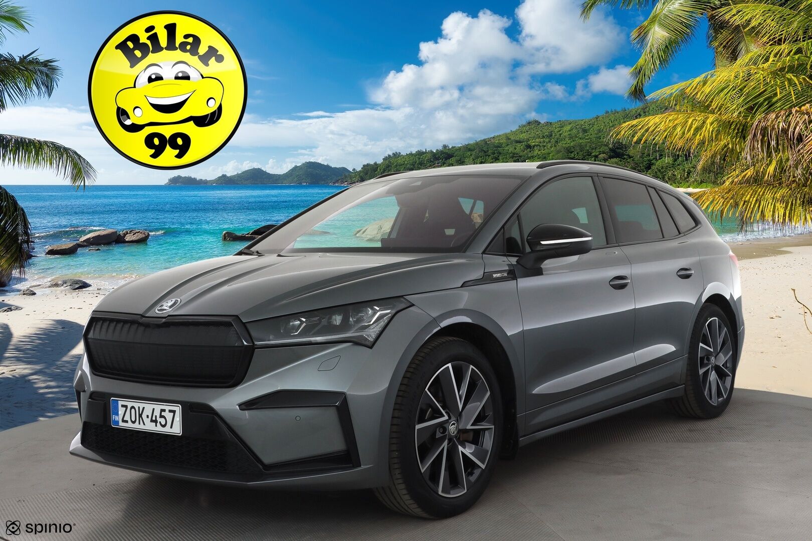 Skoda Enyaq 2022 80x 4x4 SportLine iV * ACC / ILP / Koukku / Matrix LED / Sporttipenkit / P.Kamera / Keyless / Ratinlämmitin * - 1.Om Suomi-auto / Kahdet renkaat aluvanteilla / Merkkihuollettu - HULLUT AVAJAISHULINAT KORKOTARJOUS 3,29 %