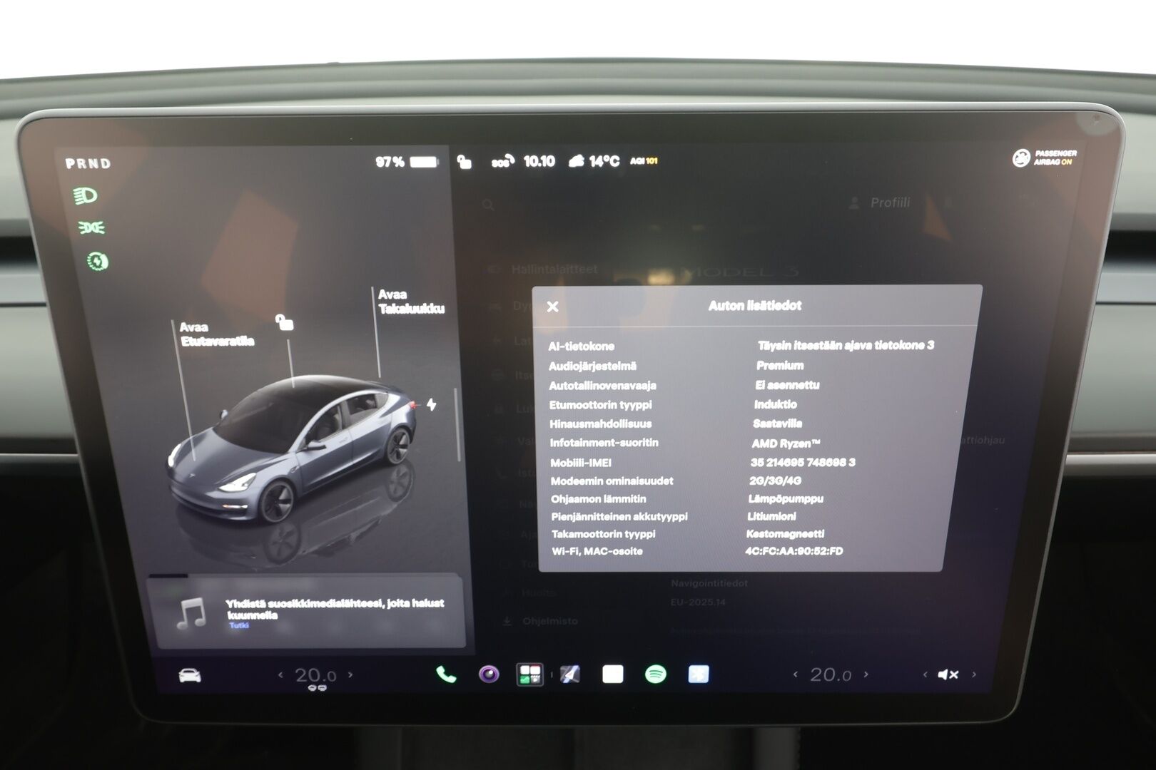 TESLA MODEL 3 2022 Long Range - | Koukku | ILP | ACC | Lasikatto | Matrix-LED | P.Kamera | Muistipenkki | Premium Audio | Navi | Keyless | 2x Latauskaapelit | Suomi-auto |