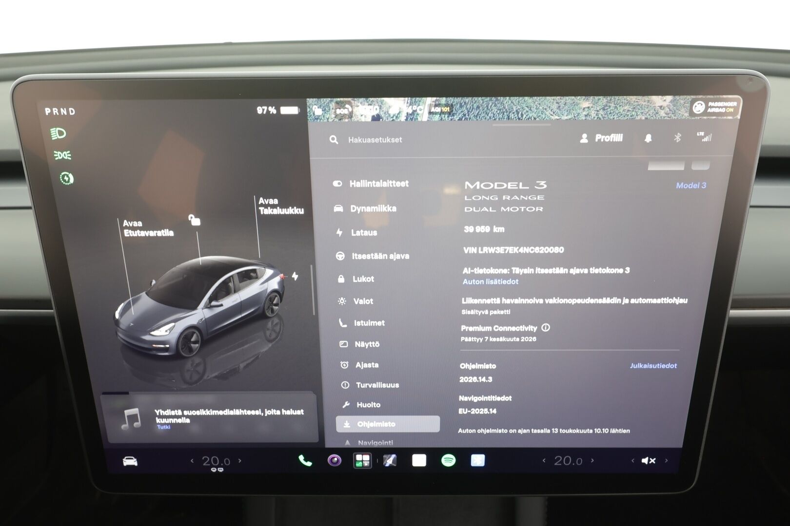 TESLA MODEL 3 2022 Long Range - | Koukku | ILP | ACC | Lasikatto | Matrix-LED | P.Kamera | Muistipenkki | Premium Audio | Navi | Keyless | 2x Latauskaapelit | Suomi-auto |